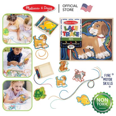 Melissa &amp; Doug  Lace &amp; Trace Pet รุ่น 3782 ชุดฝึกร้อยเชือก เด็กเล็ก 5 ชิ้น รุ่นสัตว์เลี้ยง