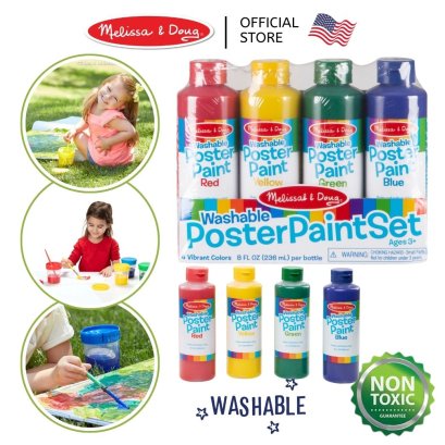 Melissa & Doug Washable Poster Paint Set รุ่น 4127 สีโปสเตอร์ขวดใหญ่ [4 สี x 236 มล.] สี Non-toxic ล้างออกได้