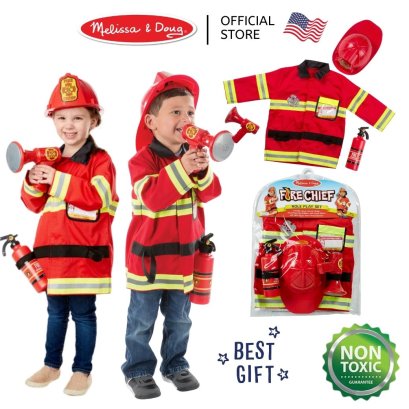 Melissa &amp; Doug Role Play Costume - Fire Chief รุ่น 4834 ชุดนักดับเพลิง ฟรีไซส์ 3-6 ขวบ สูง 100-135 cm
