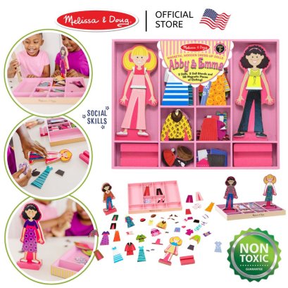 Melissa &amp; Doug Abby &amp; Emma Magnetic Dress-Up Set รุ่น 4940 ของเล่นแต่งตัวตุ๊กตา แม่เหล็ก มิกซ์แอนด์แมทช์