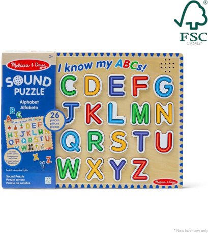 Melissa & Doug Alphabet Sound Puzzle  รุ่น 50127 พัซเซิลตัวอักษร ABC มีเสียง 26 ชิ้น ไม่มียี่ห้ออื่น