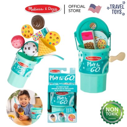 Melissa &amp; Doug Play to Go Ice Cream Play Set  รุ่น 50172 ของเล่นไอติม แซนด์วิชไอศกรีม มิลค์เชค 11 ชิ้น