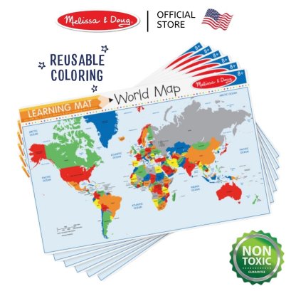 Melissa &amp; Doug  Write-A-Mat Learning Mat - World Map รุ่น 5042 แผ่นรองจานเขียนลบได้ รุ่นแผนที่โลก แผ่นรองทานข้าว