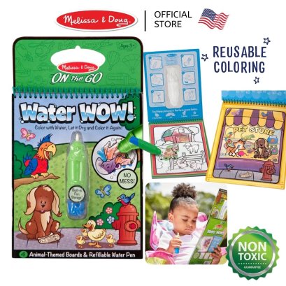 Melissa &amp; Doug Water Wow Reusable Animal รุ่น 5376 สมุดระบายสีด้วยน้ำรียูสซาเบิล รุ่นสัตว์ พร้อมปากกาเติมน้ำได้