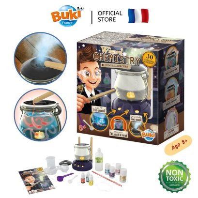 Buki France Wizard Chemistry รุ่น 8366 ชุดของเล่นวิทยาศาสตร์ห้องทดลองเวทมนตร์ หม้อปรุงยาวิเศษ มีเอฟเฟกต์แสงและควัน เสมือนเป็นพ่อมดตัวจริง