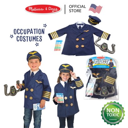 Melissa &amp; Doug Pilot Role Play Costume รุ่น 8500 ชุดแฟนซีชุดนักบิน ฟรีไซส์ 3-6 ขวบ สูง 100-135 cm