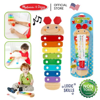 Melissa &amp; Doug Wooden Caterpillar Xylophone รุ่น 8964 ไซโลโฟน ระนาดตัวหนอนมีที่เก็บไม้ตีในชุด ระนาดเด็ก พกพาง่าย