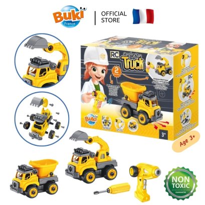 Buki France Construction truck RC รุ่น 9020 รถบรรทุกก่อสร้าง รถตักดิน & รถดัมพ์ ประกอบเองได้ 2 แบบ DIY