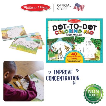 Melissa &amp; Doug ABC 123 Dot-to-Dot Coloring Pad - Wild Animals  รุ่น 9104 สมุดระบายสีต่อจุด ABC &amp; 123