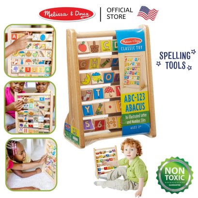 Melissa &amp; Doug ABC-123 Abacus รุ่น 9273 ลูกคิดไม้ เรียนรู้ตัวเลข คำศัพท์ ตัวอักษร