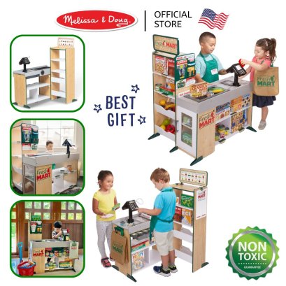 Melissa &amp; Doug Fresh Mart Grocery Store รุ่น 9340 ของเล่นซูเปอร์มาร์เก็ต แคชเชียร์ ของเล่นขายของ ใหญ่มาก แข็งแรง (110 x 90 x 58 cm)