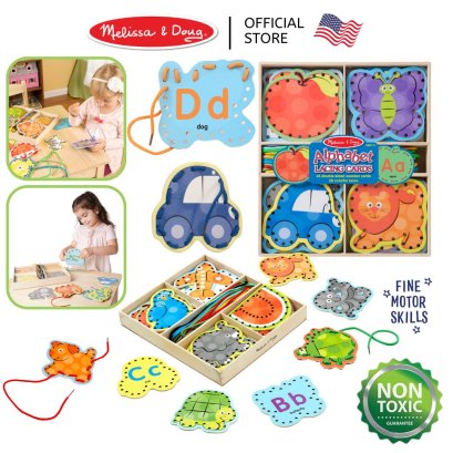 Melissa &amp; Doug Wooden Alphabet Lacing Cards รุ่น 9490 ชุดร้อยเชือกรุ่น A-Z