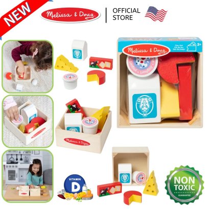 Melissa &amp; Doug Wooden Food Groups Play Set  Dairy รุ่น 95207 หมวดหมู่อาหาร โปรตีนนม ของเล่นทำอาหาร พกพาง่าย