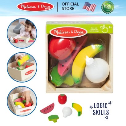 Melissa &amp; Doug Wooden Food Groups Play Set Produce รุ่น 95209 หมวดหมู่อาหาร ผัก ผลไม้ ของเล่นทำอาหาร พกพาง่าย