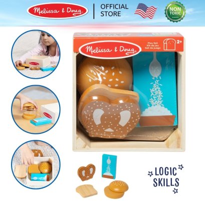 Melissa &amp; Doug Wooden Food Groups Play Set Grains รุ่น 95210 หมวดหมู่อาหาร คาร์โบไฮเดรต ของเล่นทำอาหาร พกพาง่าย
