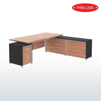 Executive desk, 2 drawers, left-right L-shaped cabinet, B-Walnut Grand BGR-2320