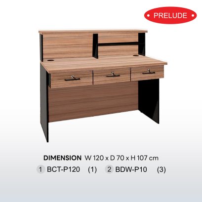 ชุดเคาน์เตอร์เดี่ยว 120 cm 3 ลิ้นชัก SET 5  B-Walnut