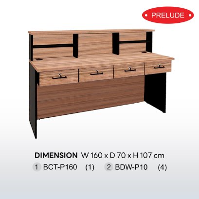 ชุดเคาน์เตอร์เดี่ยว 160 cm 4 ลิ้นชัก SET 8  B-Walnut
