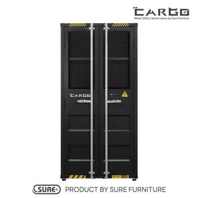 ตู้ทรงสูง 2 บานเปิด ชนิดบานกระจกบน สี : DARK GREY