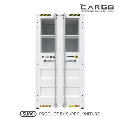 ตู้ทรงสูง 2 บานเปิด ชนิดบานกระจกบน สี : WHITE