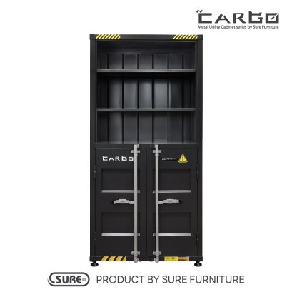 ตู้ทรงสูง ชนิด 2 บานเปิดล่าง - บนโล่ง สี : DARK GREY