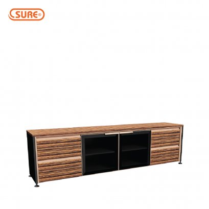 ตู้เตี้ย sideboard 4 ลิ้นชัก 2 บานเปิดกระจก