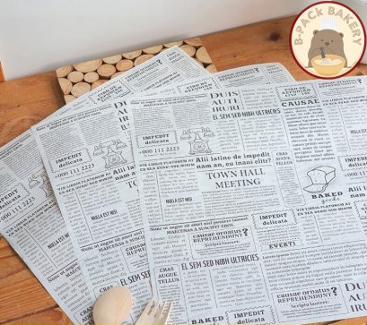 กระดาษห่ออาหาร ลายหนังสือพิมพ์ 30x30cm / 100ใบ