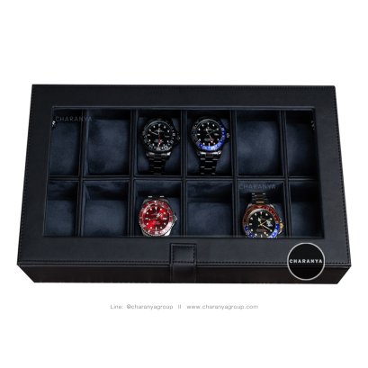 กล่องใส่นาฬิกา 12 เรือน Premium 12 Slots Watches Box Organizer  กล่องสะสมนาฬิกา หมอนนิ่ม รองรับหน้าปัด 50มม. ใส่นาฬิกาเรือนใหญ่ได้ กล่องนาฬิกาสีดำ กล่องใส่นาฬิกา 12 เรือน Premium 12 Slots Watches Box Organizer  กล่องสะสมนาฬิกา หมอนนิ่ม รองรับหน้าปัด 50มม.