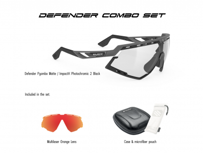 Defender Pyombo Matte / ImpactX Photochromic 2 Black + Multilaser Orange Combo Set