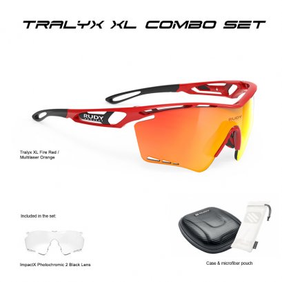 Tralyx XL Fire Red / Multilaser Orange + ImpactX Photochromic 2 Black Set