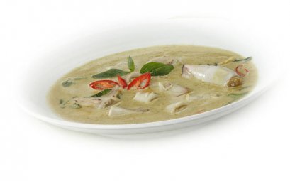 Green curry stuffed squid