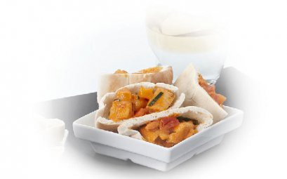 Roasted Chicken red curry in Pita bread