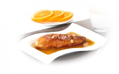 Smoked duck breast with orange sauce