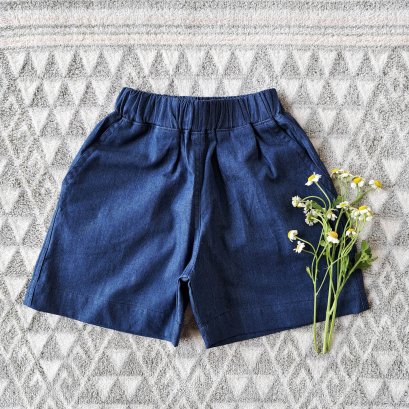 BOYS & GIRLS ELASTIC WAISTBAND INDIGO LIGHT DENIM / 100% LIGHT DENIM COTTON*PRE-ORDER SHIP OUT 22 JUNE
