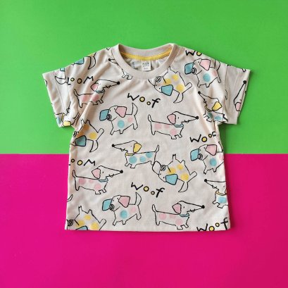 WOOF WOOF KHAKI LOOSE FIT T-SHIRTS  100% PRINTED COTTON *PRE ORDER SHIP OUT 6 APRIL