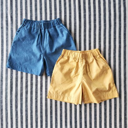 2 PACK BOYS & GIRLS ELASTIC WAISTBAND SHORTS  / 100% COTTON DENIM +YELLOW MUSTARD*PRE ORDER SHIP OUT 6 APRIL