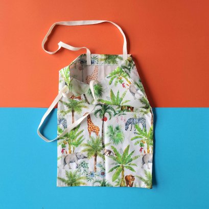 ถุงผ้าแทนการห่อของขวัญแบบนำกลับมาใช้ได้ผ้าคอตตอน100 % พิมพ์ลายซาฟารีสีขาว