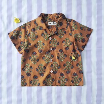 BOYS & GIRLS CRAFTED BOHO SHIRTS / 100% COTTON INDIA HAND BLOCK PRINTED