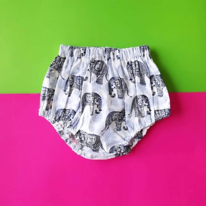 BOYS & GIRLS ELASTIC WAISTBAND WHITE ELEPHANT BLOOMER / 100% COTTON