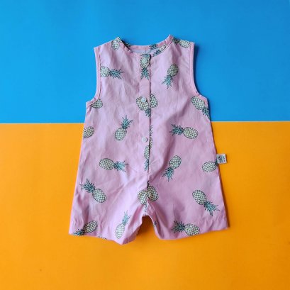 BOYS&GIRLS PINK PINEAPPLES ROMPER 100% PRINTED COTTON