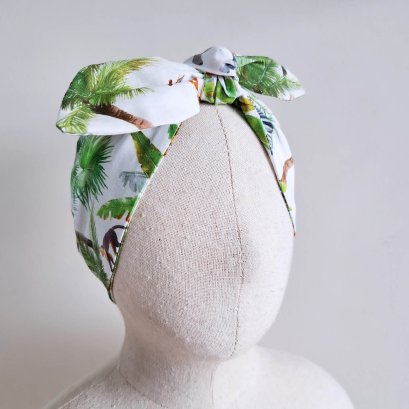 ELASTIC HEADBAND WHITE SAFARI 100% COTTON