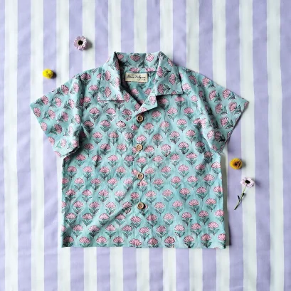 *สินค้าพิเศษผ้ามีจำนวนจำกัด เด็กชาย-หญิง เสื้อเชิ๊ต 100% คอตตอน ผ้าพิมพ์มืออินเดีย
