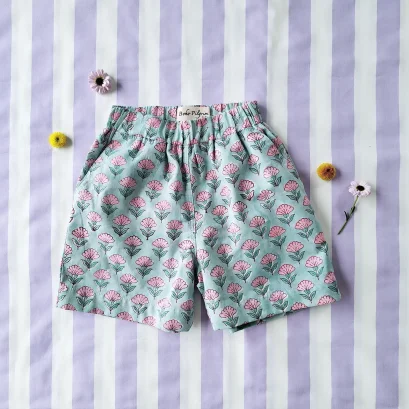 *สินค้าพิเศษผ้ามีจำนวนจำกัด เด็กชาย-หญิง กางเกงเอวยางยืด มีกระเป๋าล้วงข้าง  100% คอตตอน ผ้าพิมพ์มืออินเดีย