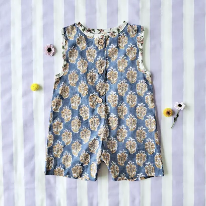 *LIMITED FABRICS-BOYS & GIRLS CRAFTED BOHO ROMPER 100% COTTON INDIA HAND BLOCK PRINTED