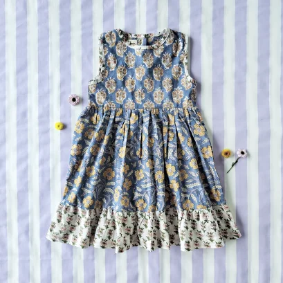 *LIMITED FABRICS -BUTTONS BACK CRAFTED BOHO DRESS 100% COTTON INDIA HAND BLOCK PRINTED*PRE-ORDER SHIP OUT 16 NOVEMBER