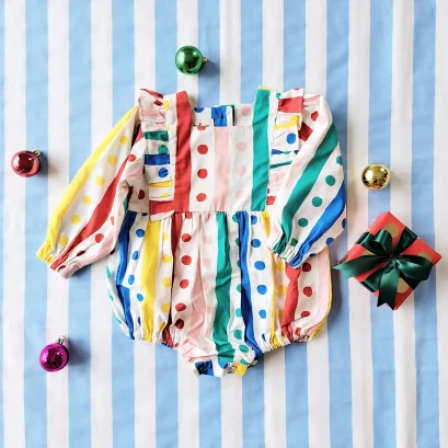 ชุดรอมเปอร์เปิดเป้าเปลี่ยนผ้าอ้อมได้ กระดุมหลัง แขนยาว 100 % คอตตอนพิมพ์ลายเฉลิมฉลอง*สินค้าสั่งจองล่วงหน้า ส่งสินค้าออก 7 ธันวาคม