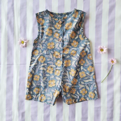 *LIMITED FABRICS-BOYS &amp; GIRLS CRAFTED BOHO ROMPER 100% COTTON INDIA HAND BLOCK PRINTED**PRE-ORDER SHIP OUT 16 NOVEMBER