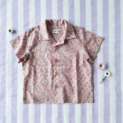 *LIMITED FABRICS-BOYS &amp; GIRLS CRAFTED BOHO SHIRTS / 100% COTTON INDIA HAND BLOCK PRINTED*PRE-ORDER SHIP OUT 22 DECEMBER