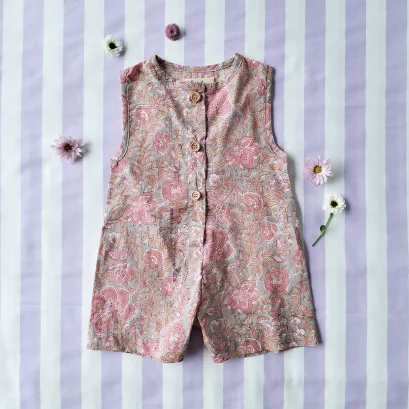 *LIMITED FABRICS-BOYS &amp; GIRLS CRAFTED BOHO ROMPER 100% COTTON INDIA HAND BLOCK PRINTED*PRE-ORDER SHIP OUT 22 DECEMBER