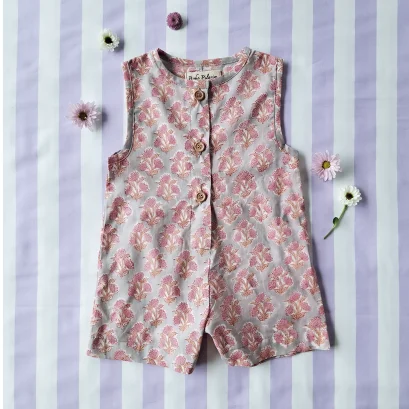 *LIMITED FABRICS-BOYS &amp; GIRLS CRAFTED BOHO ROMPER 100% COTTON INDIA HAND BLOCK PRINTED*PRE-ORDER SHIP OUT 22 DECEMBER